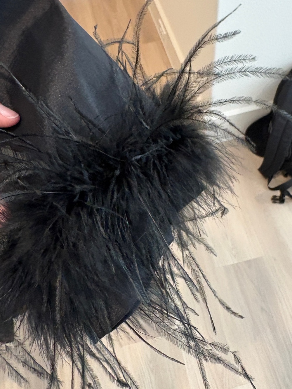 Preston and York Black A Line Feather Cuff Dress NWT Size 10 - Picture 9 of 12